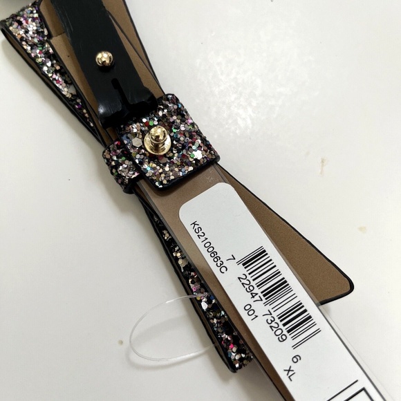 NWT Original KATE SPADE Glitter Bow Leather Belt KS2100663C 3/4\